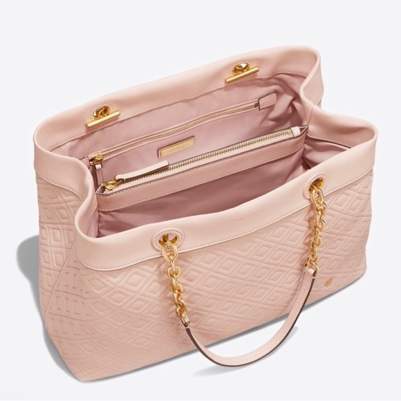 Tory Burch Fleming Triple-Compartment Tote nude pinkish cream color - Picture 2 of 13